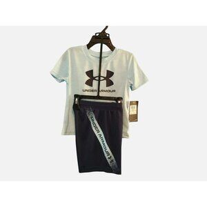 Under Armour Toddler Boys 2T 2-Piece Set - Sky Blue Tee & Navy Shorts